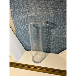 Bubble Glass Cylinder Vase Wide Rim Clear 10.5 Inch Tall